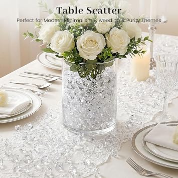 DOMESTAR 1050 PCS Small Clear Fake Ice Rocks, Acrylic Crystal Vase Fillers