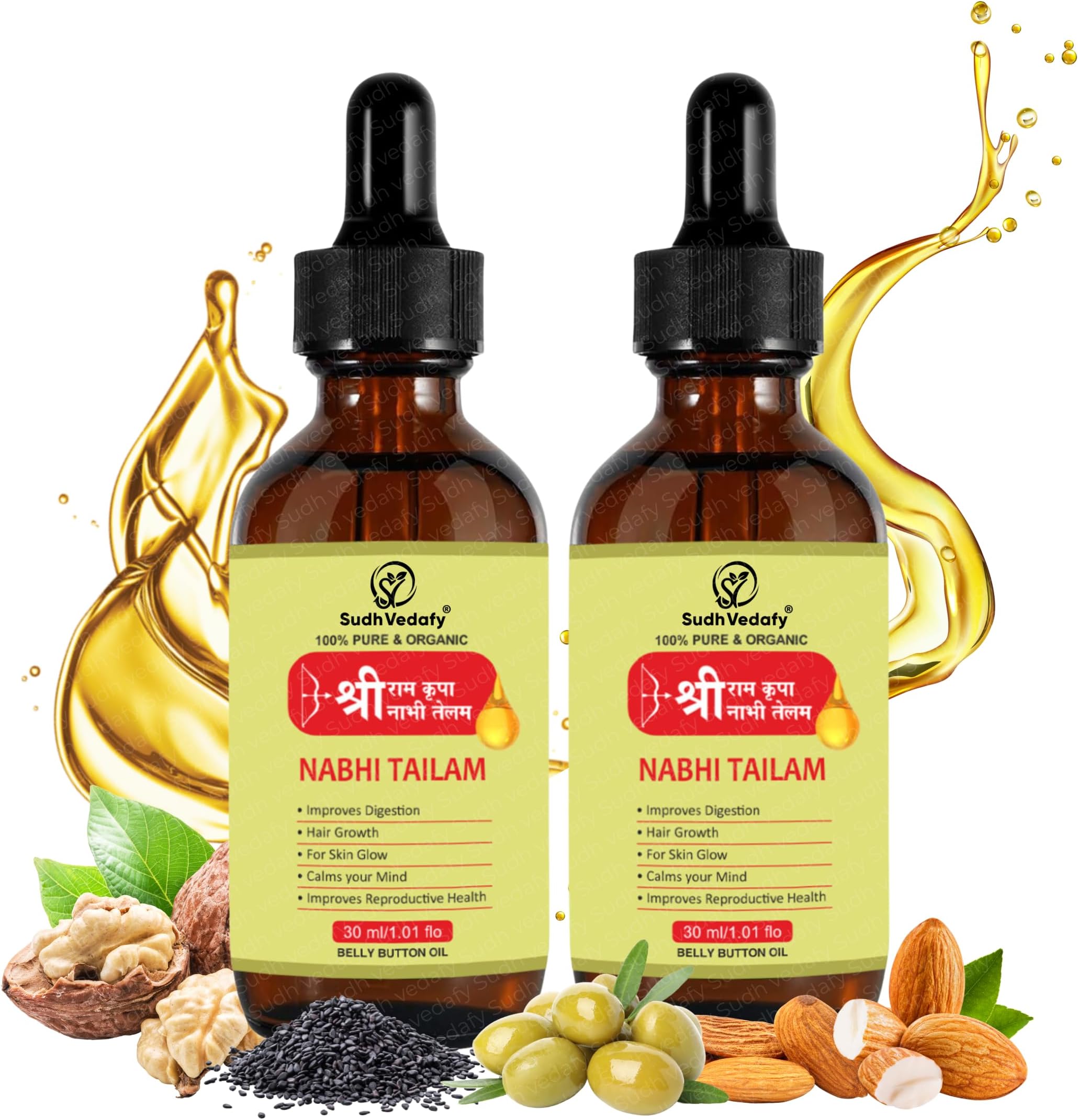 Sri Ram Kirpa Nabhi Tailam 30ml – Ayurvedic Multi Benefit Belly Button Oil for Skin, Hair, Health & Beauty – Nabhi Tel नाभि तेल (Pack of 2)