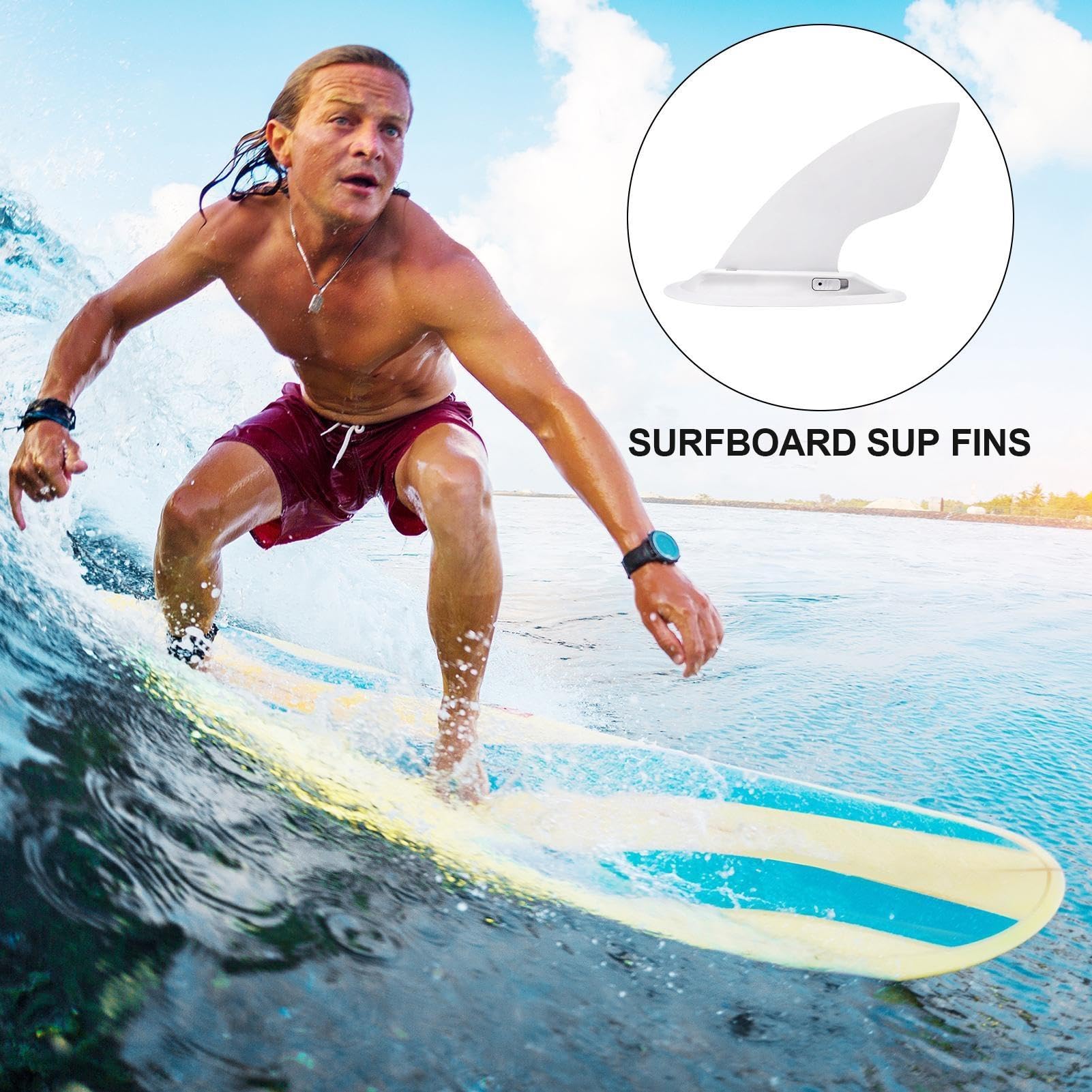 Palmes de Rechange pour Planche de Paddle, aileron Central Unique | de 20,3 cm, aileron arrière Amovible pour Planche de Surf, Montage sans Outils