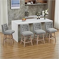 Vista 24 de Juego de 4 taburetes de bar giratorios de 26 pulgadas, taburetes de bar de altura de mostrador con respaldo, taburetes de bar tapizados de tela