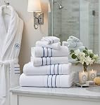 Ensemble de serviettes de bain pour salle de bains – Luxe 6-Piece Serviettes en coton, doux absorbant & Séchage rapide, 600 GSM Serviettes de bain pour salle de bains, Hôtel Spa Qualité (2 Bain, 2 Une main, 2 Lavables, bande d'azur bleu blanc)