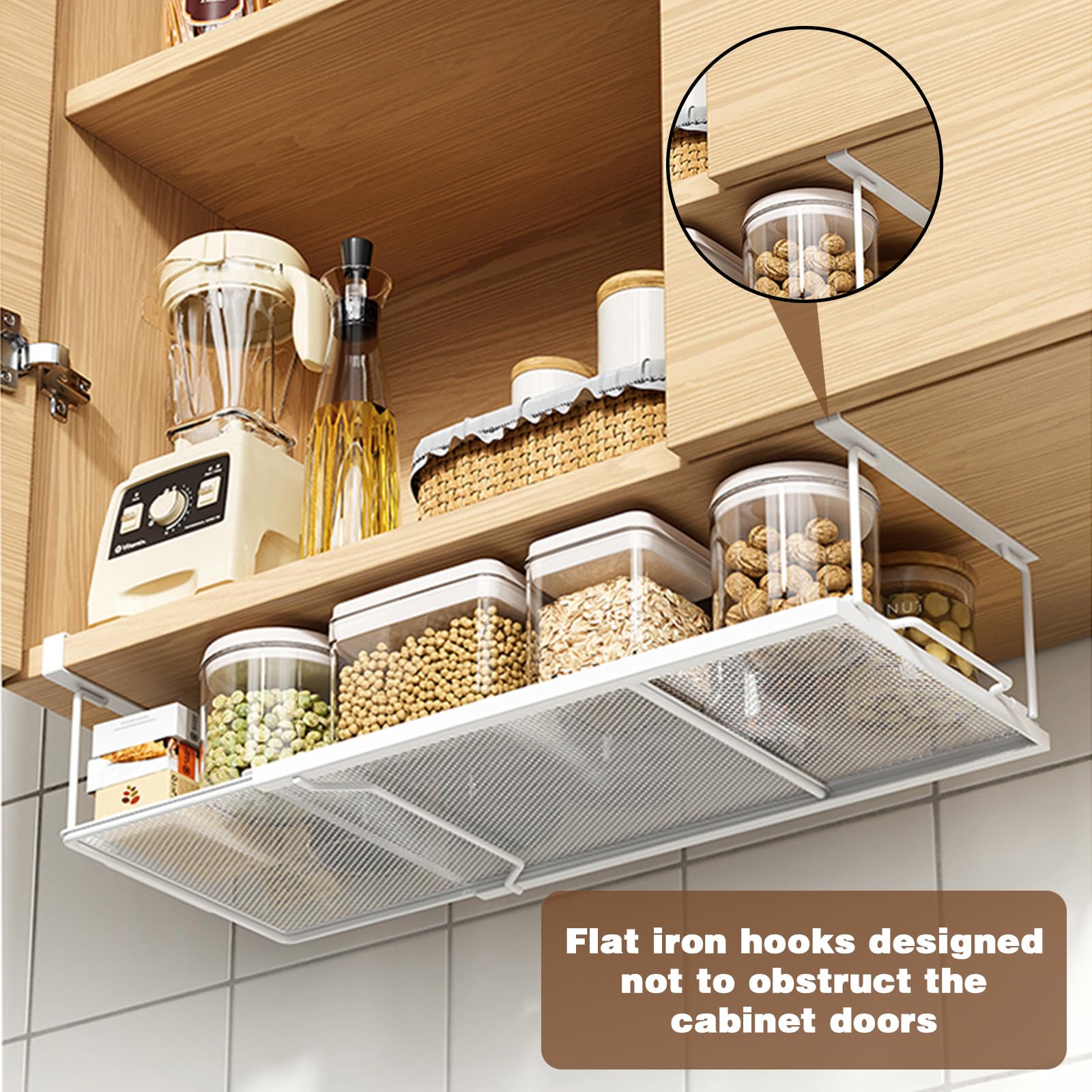 Unter Regal Hängekorb ausziehbar, Verstellbarer hängendes Unterschrankregal Metall 38.5-69cm, Küchenschrank Regal Organizer Metall, Aufbewahrungskorb unterregal für Küche Schrank Tisch Bad