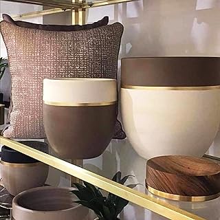 Shaheen Farouk Designs Polyster Stone Decorative Planter Pot For Offices, Home Decore and Garden, (W25*H34) - Beige