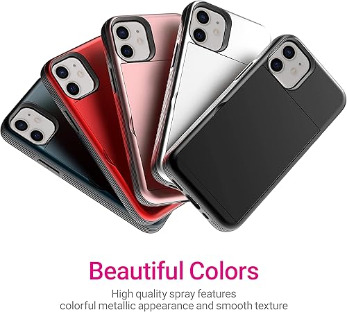 Miniatura 2 de JUST4YOU Para iPhone 12 Mini Caso Con Tarjetero Kickstand Protector Doble Capa Bumper Cover (Plata) CS_BR_OC_I12M_SR
