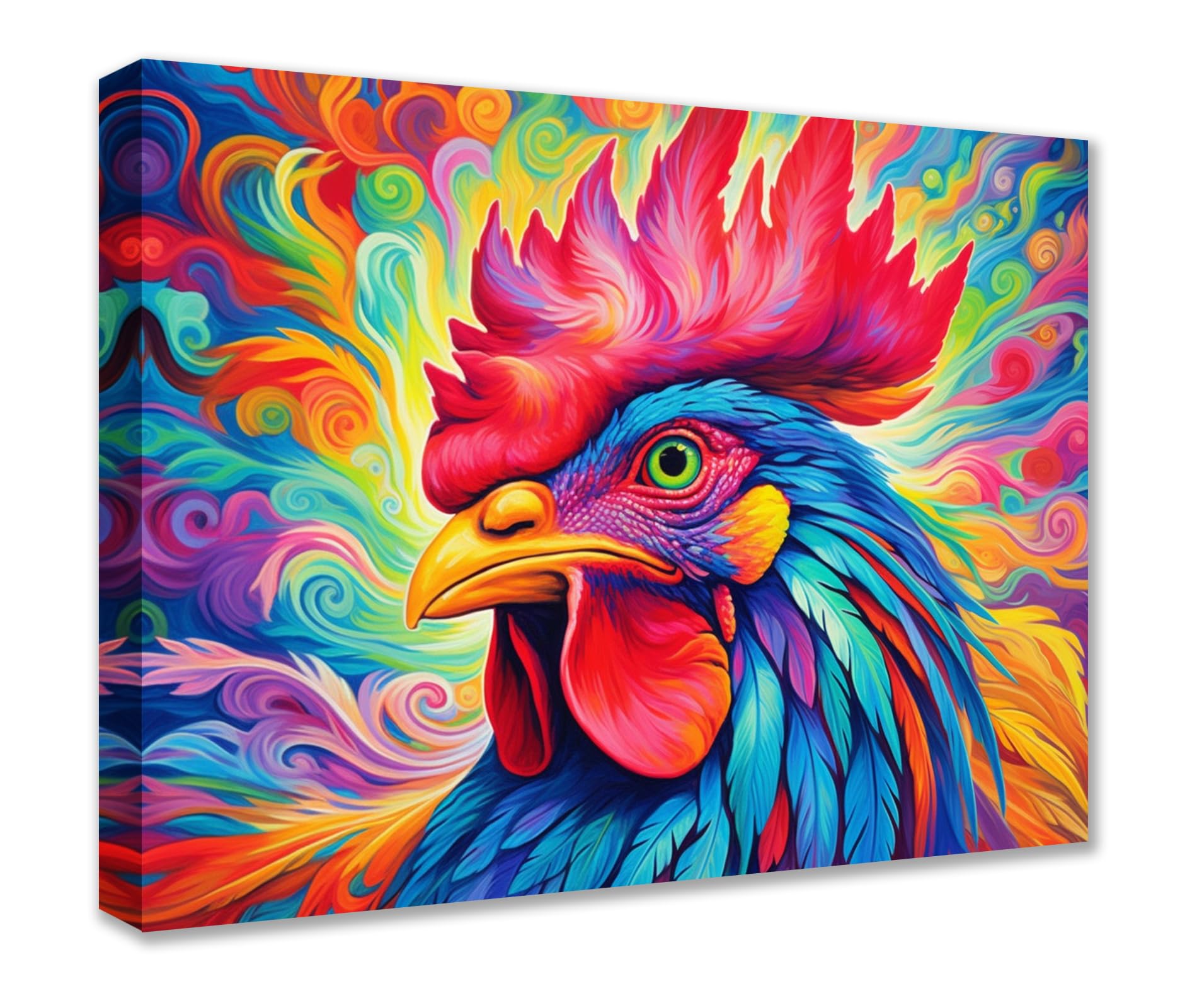 TucocooFarm Red Rooster Decor Wall Art Rustic Farmhouse Chicken Abstract Animal Pictures Wall Decor 1 Panel Canvas Painting Prints Artwork Home Decorations Framed Kitchen Bedroom Dining Room16x20inch