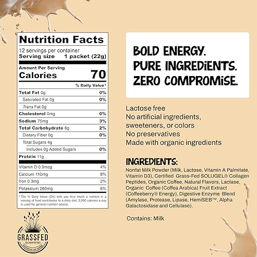 Miniatura 2 de Projo* Café instantáneo con proteínas, 12 paquetes, café totalmente natural, 100% brasileño, apto para dieta cetogénica y sin lactosa, 0.44 onzas de