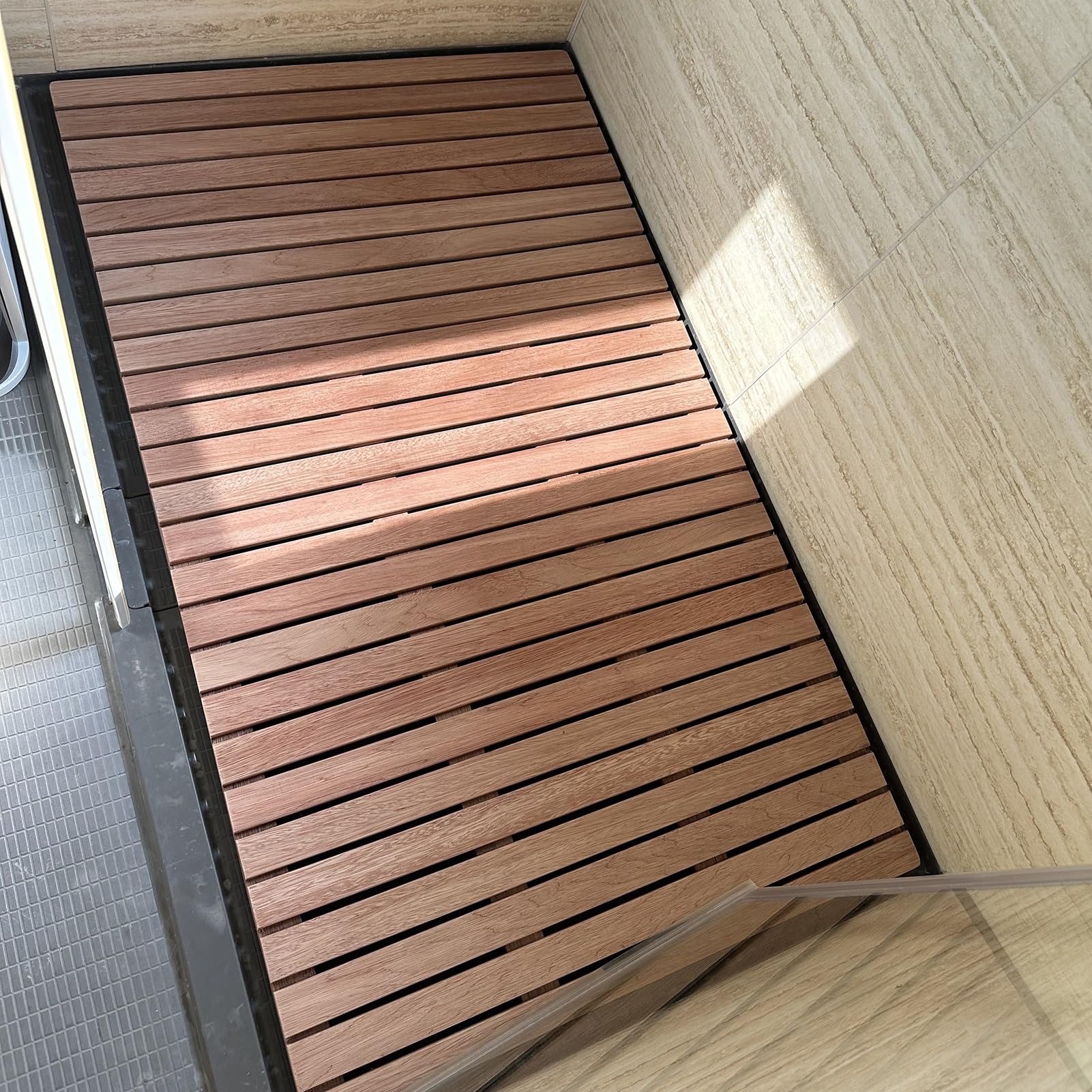Tarima Ducha Madera Alfombra de Baño de Madera Grande, Antideslizante Tarima Decoración del Piso del Baño, Pedal de Alfombra de Ducha Impermeable para Cocina, Ducha Exterior, Piscina, RV (Size : 50 x