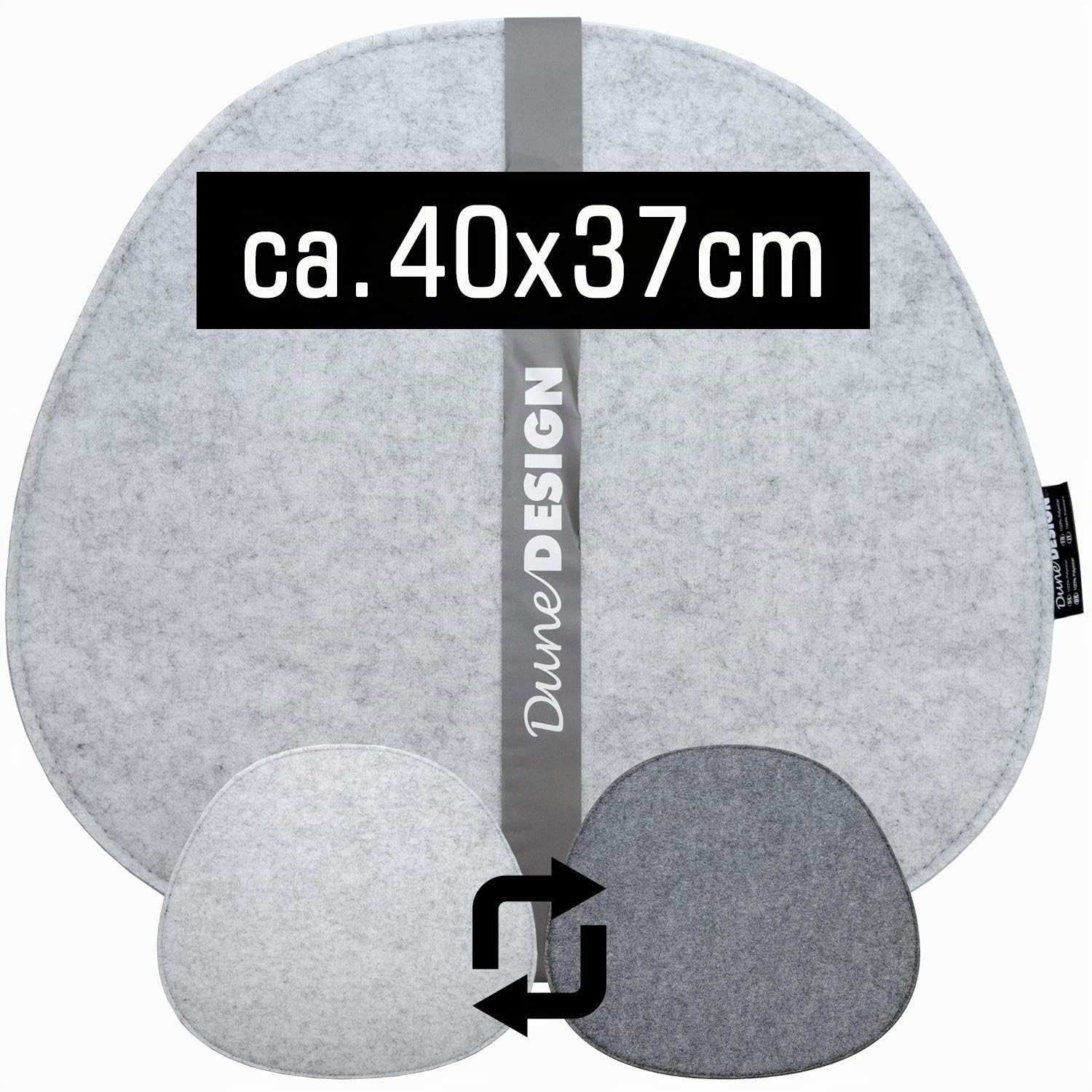 DuneDesign Set di 4 Cuscini per Sedia in Feltro - 40x37x0,8 Cm - Forma Ovale - Protezione Stabile per Seduta - Isolamento Termico - Comfort Duraturo per Cucina Terrazza Giardino - Facile da Pulire