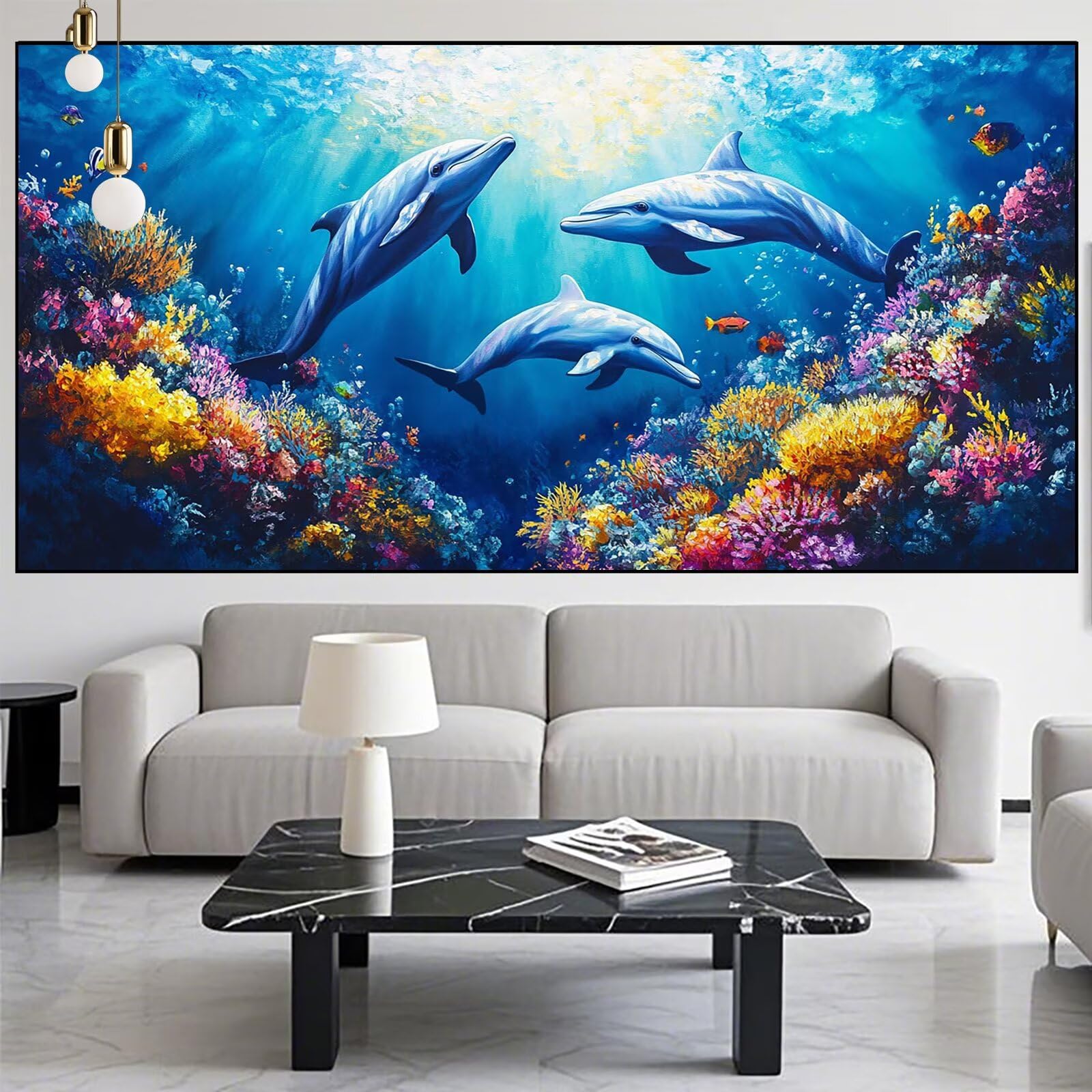 Ocean Diamond Art Delphin Diamond Painting Arts and Crafts dla dorosłych, zestawy do malowania diamentami 5D, dorosłych, Crysta, haft krzyżykowy, rękodzieło, obrazy, zestaw do haftowania dla