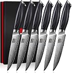 SHAN ZU Kit Knife Set avec bloc de couteau magnétique double face, 7PCS Ensemble de blocs de couteaux en acier en poudre Ultra Set de couteau japonais Sharp avec Aiguillage en acier Couteau Chef avec poignée Pakkawood