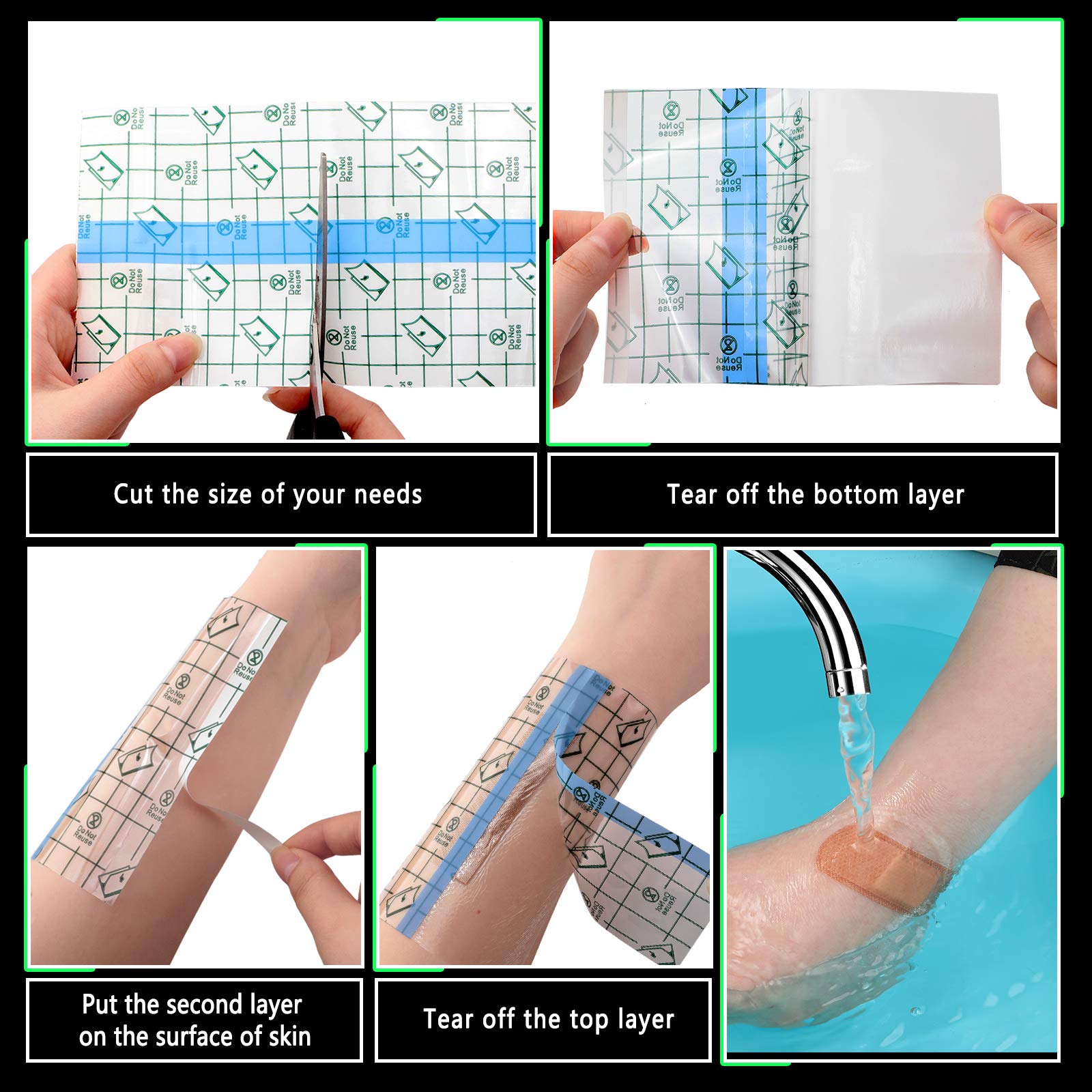 Threlaco 6 Pieces Transparent Stretch Adhesive Bandage Waterproof