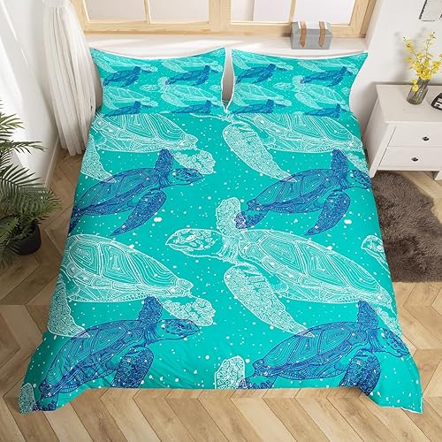 Miniatura 10 de Juego de funda de edredón de olas oceánicas, tamaño Queen, brújula retro faro, velero, juego de ropa de cama náutica para mujeres, hombres y niños,