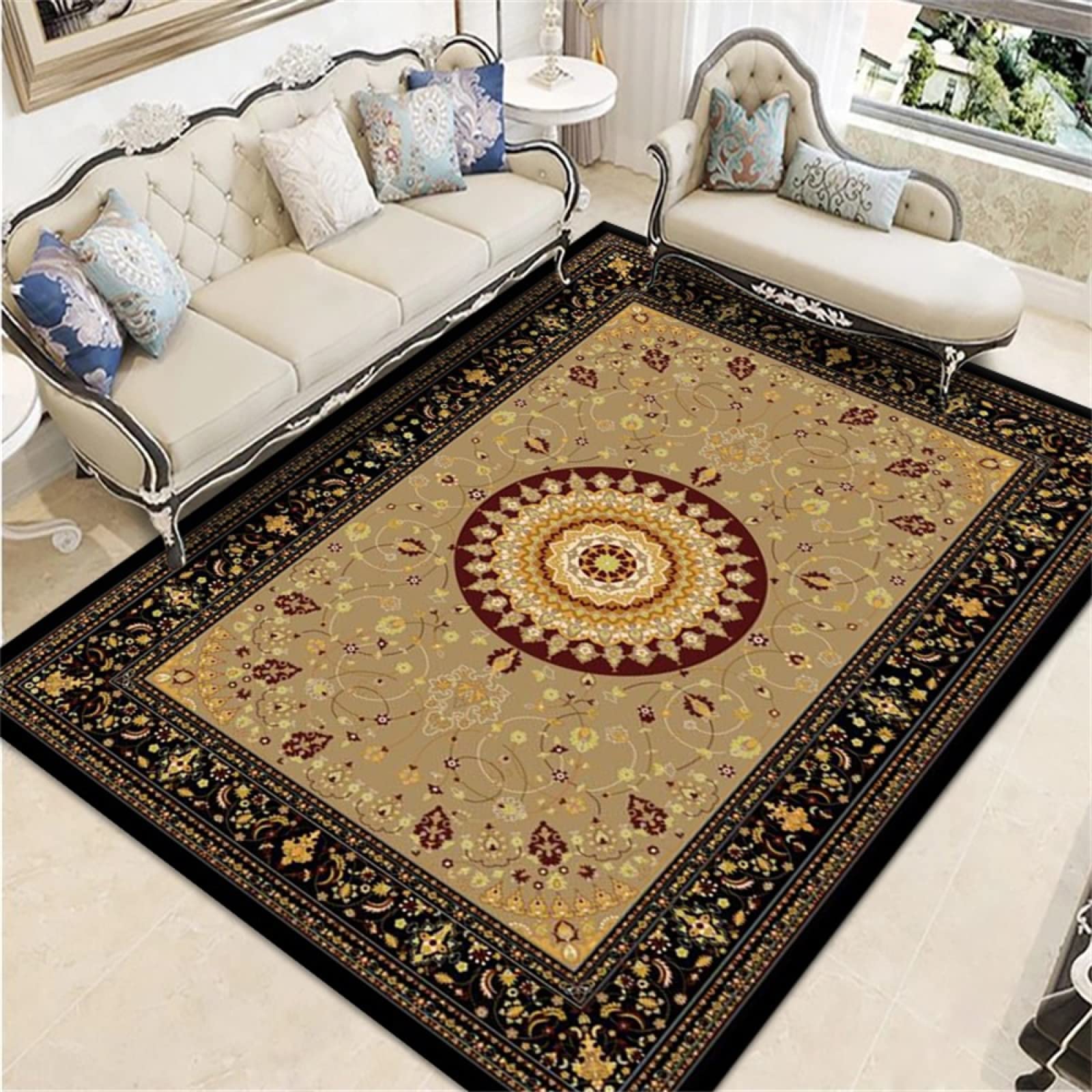 Tapis séjour jaune 60x90cm avec moquette acoustique pour chambre fille