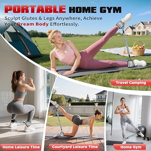 Miniatura 7 de Bandas de resistencia de tobillo con puños, bandas de tobillo para entrenamiento, equipo de entrenamiento de glúteos, equipo de ejercicio de glúteos