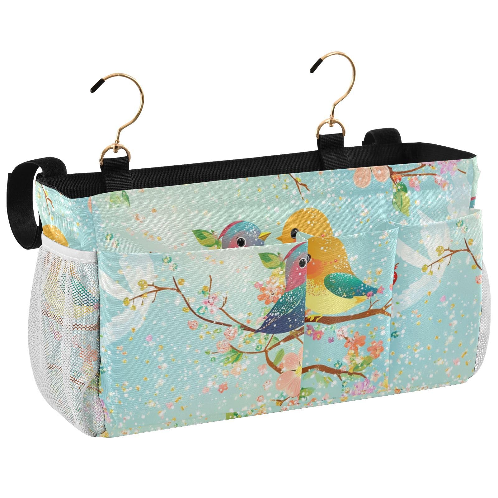 FRODOTGV Bedside Hanging Storage Bag Hanging Bag Organizer for Books Mobile Phones Keys Water Bottle Parents' Day Bird Family