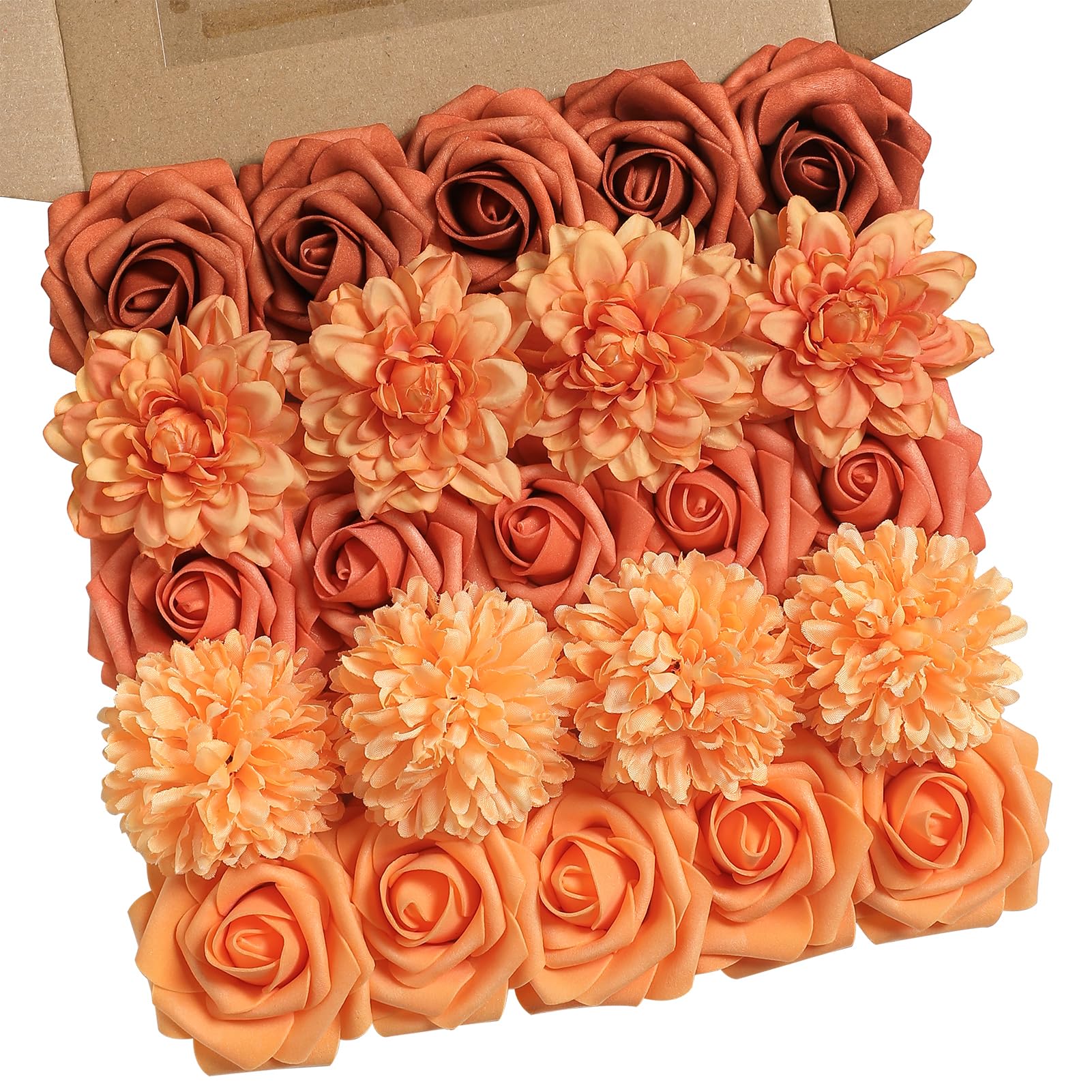 rongflower Fall Orange Artificial Flowers Combo Box Set