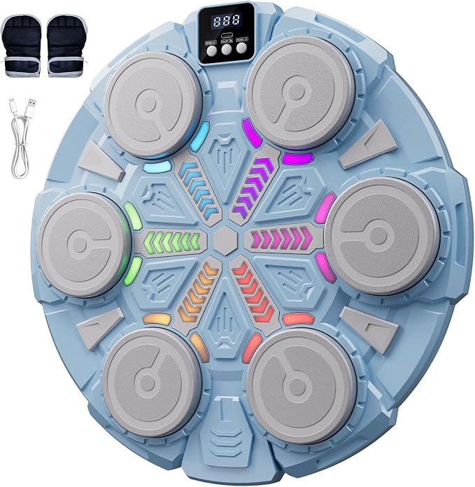 Music Boxing Machine for Kid/Adults, Music Punching Machine with Rhythm Light, Smart Bluetooth Boxing Equipment with Glove, Sports Toy Gift for Ages 3-12 Year Old