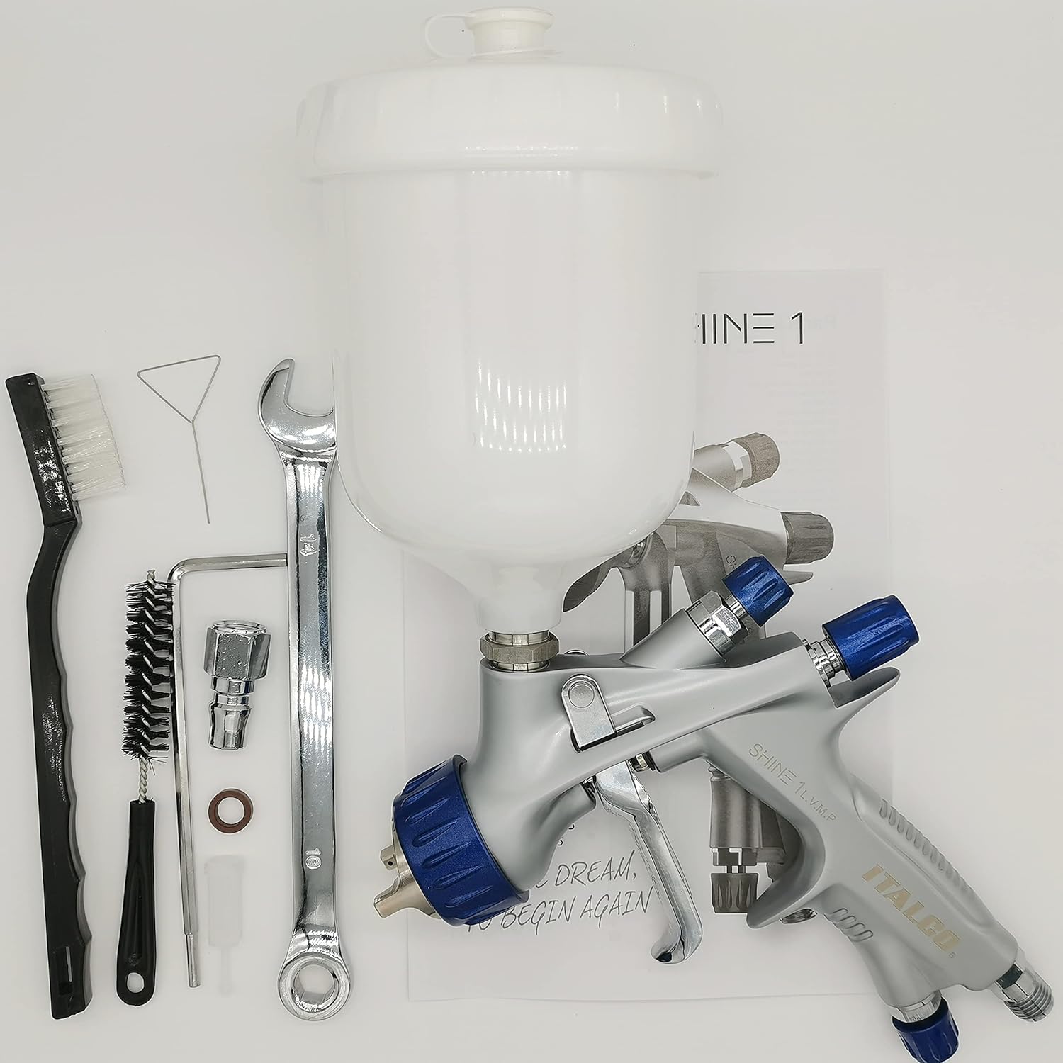ITALCO Shine 1 L.V.M.P Spray Gun 1.3 tip 600ml Cup Feed Spray Gun USA Brand