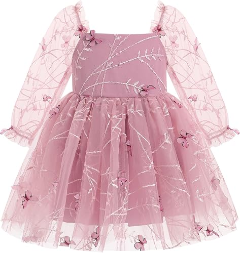 IDOPIP Toddler Girls Birthday Dresses Floral Strawberry Butterfly Birthday Party