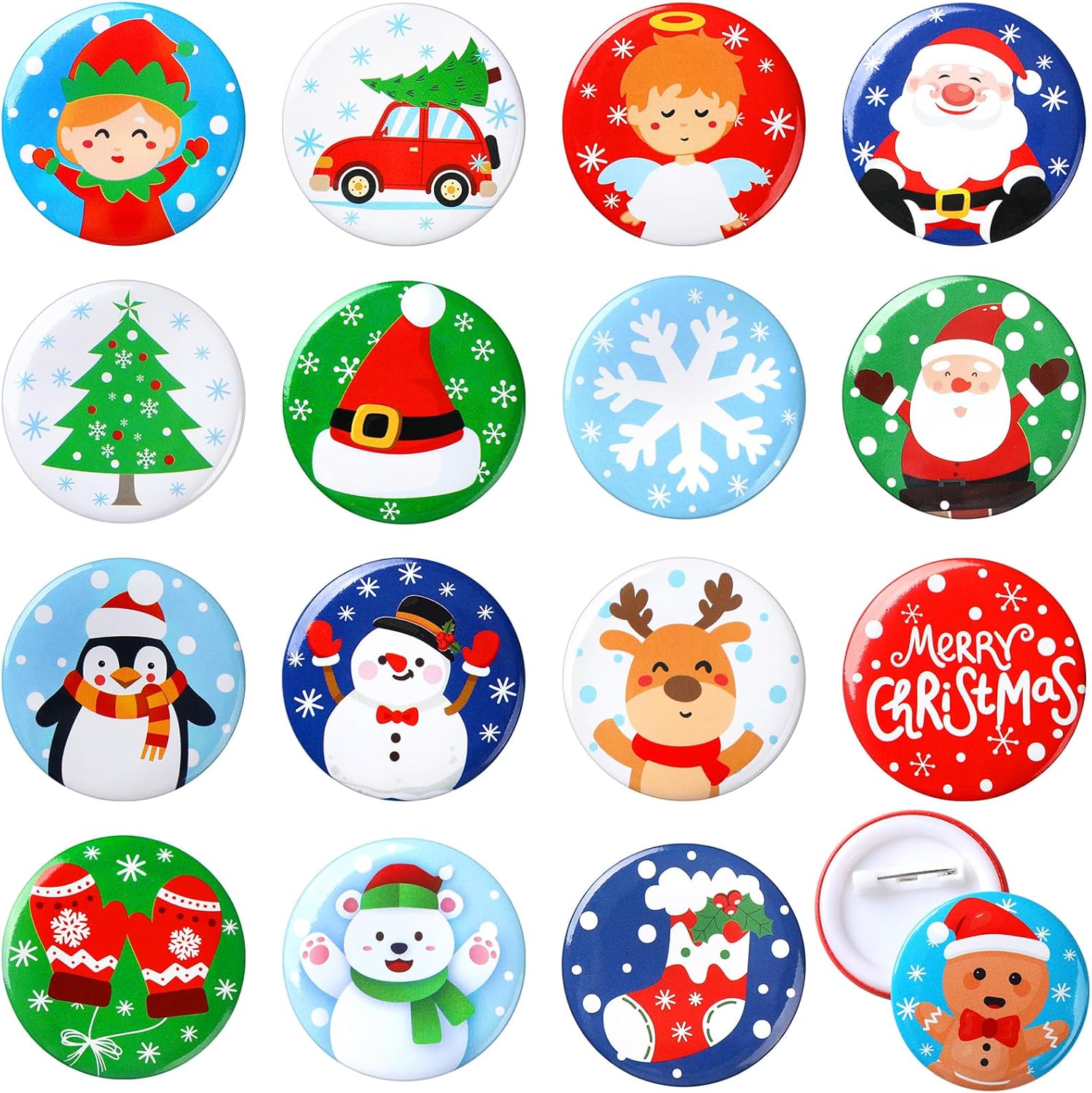 Jutom 48 Pcs Mini Christmas Buttons Bulk Assorted Christmas