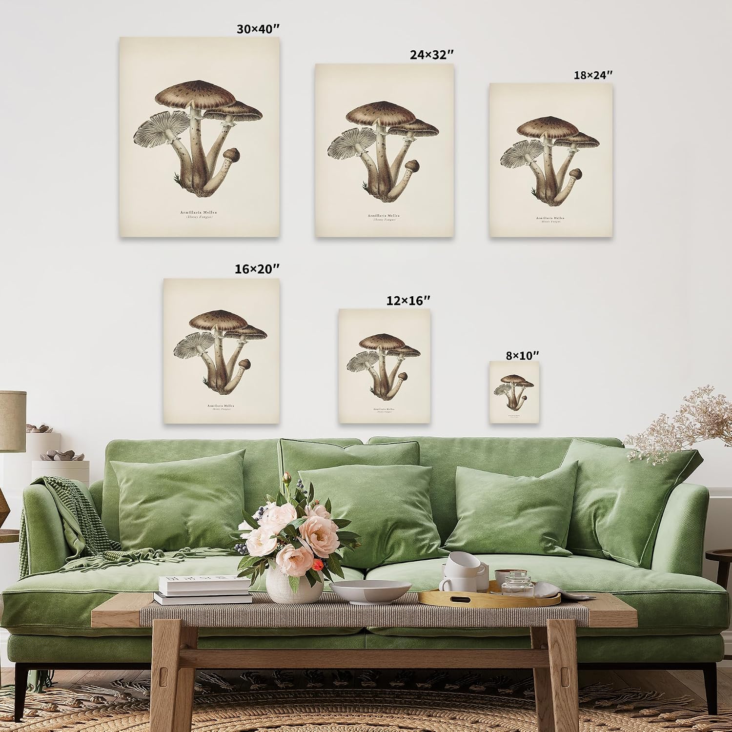 Poster Master Armillaria Mellea Canvas - Honey Fungus Print - Minimal Mushroom Art - Housewarming Gift - Botanical Forest Art - Bedroom or Living Room Wall Decor - 8x10 STRETCHED Canvas