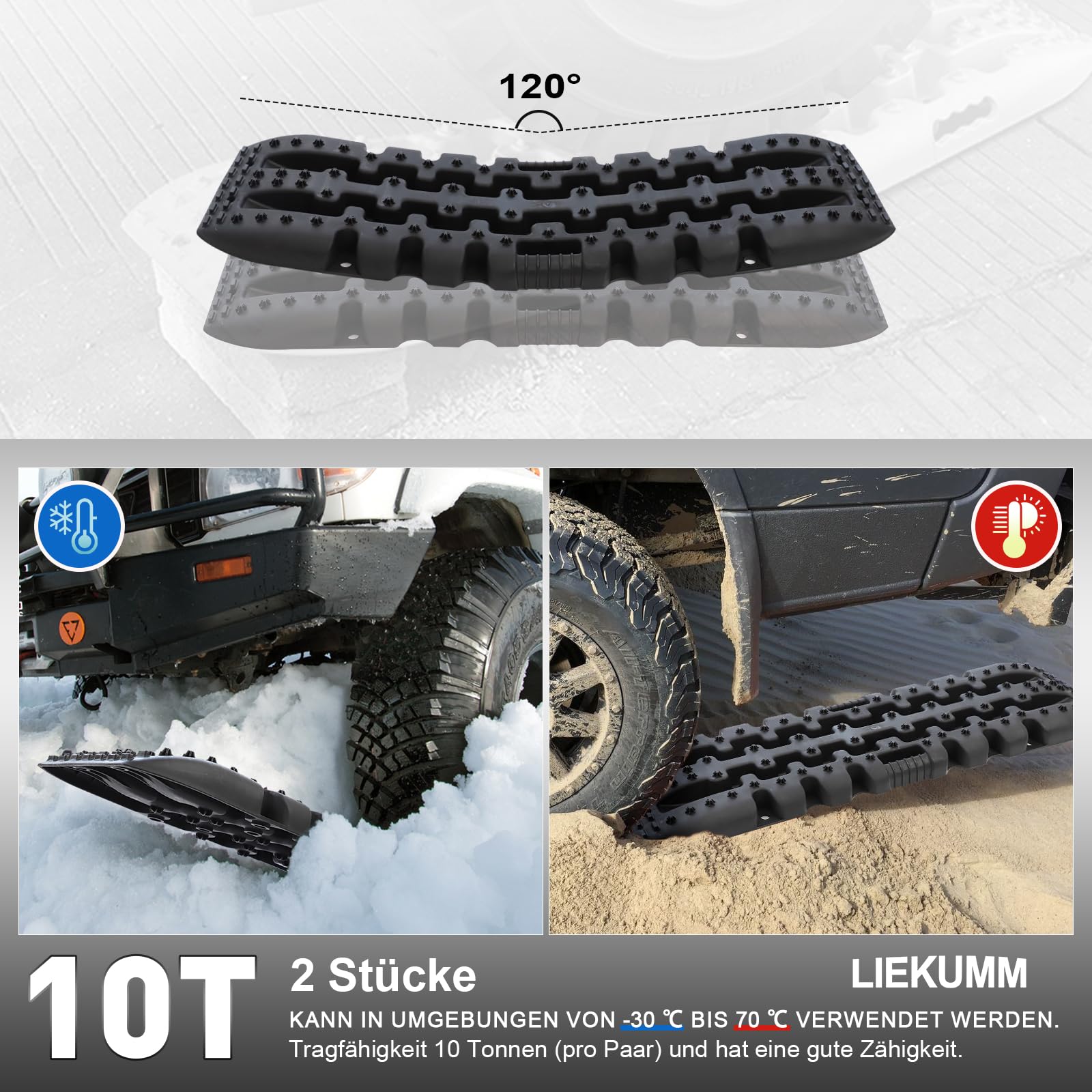 Ikodm Lot De 2 Tapis De Traction En Plastique Avec Sac De Rangement Et Outil D