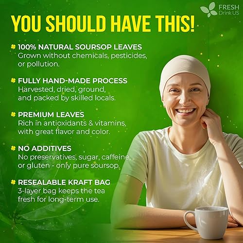 Miniatura 3 de FreshDrinkUS, Más de 75 té de hojas secas de guanábana de graviola premium, hojas enteras naturales, elaboradas en el medio silvestre, hoja de