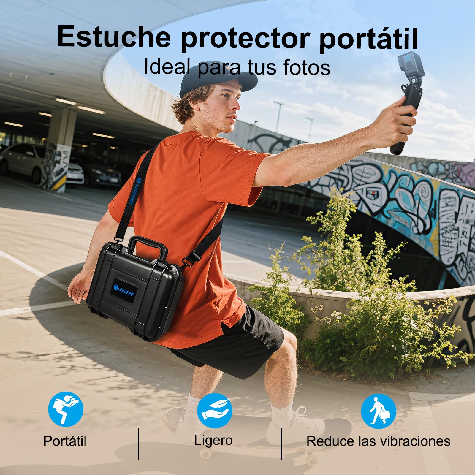 Lekufee Estuche Impermeable para GoPro Hero 13/12/11/10/9/8, Lit Hero,Hero 4K,Módulo Multimedia/Volta/Edición Creator/Cámara de Acción y Otros Accesorios (Solo el Maleta)