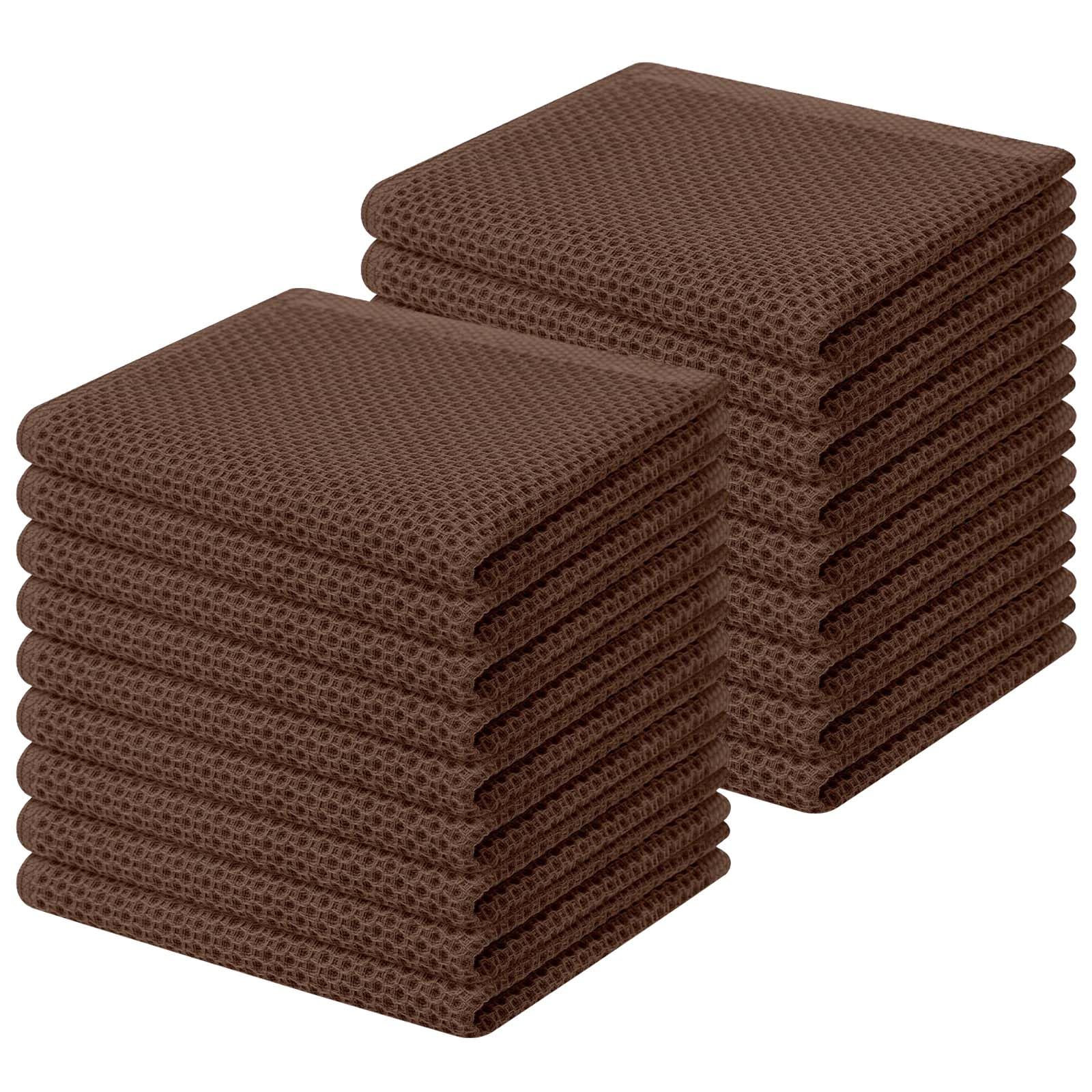 Homaxy 100% Cotton Waffle Weave Kitchen Dish Cloths 18-Pack, Coffee