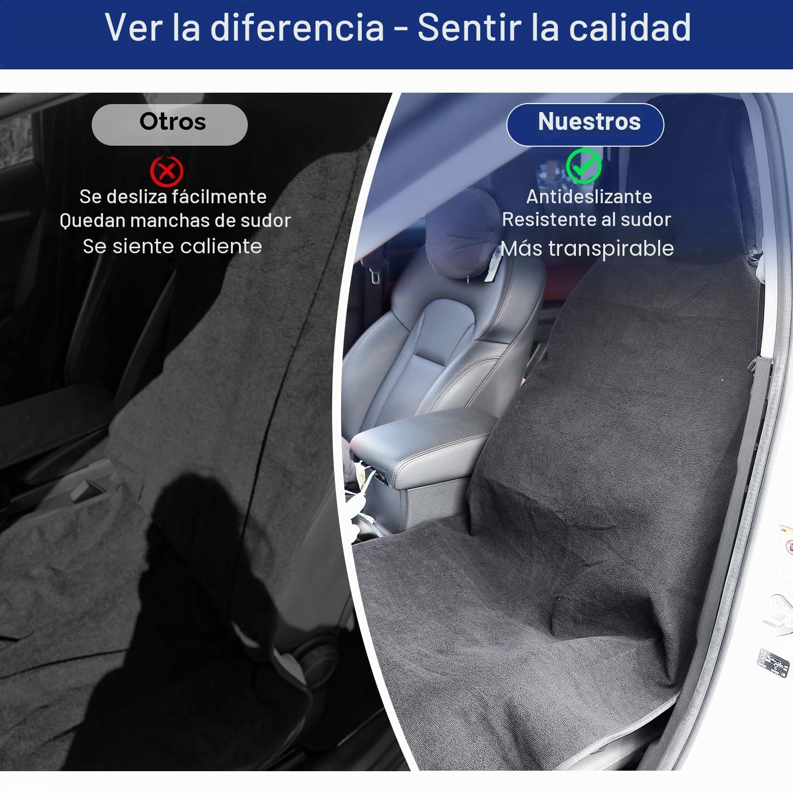 Funda de Asiento de Coche en Toalla Impermeable - Protector Universal Antideslizante y Resistente al Sudor para Asiento Delantero, para Gimnasio, Carrera, natación y Playa