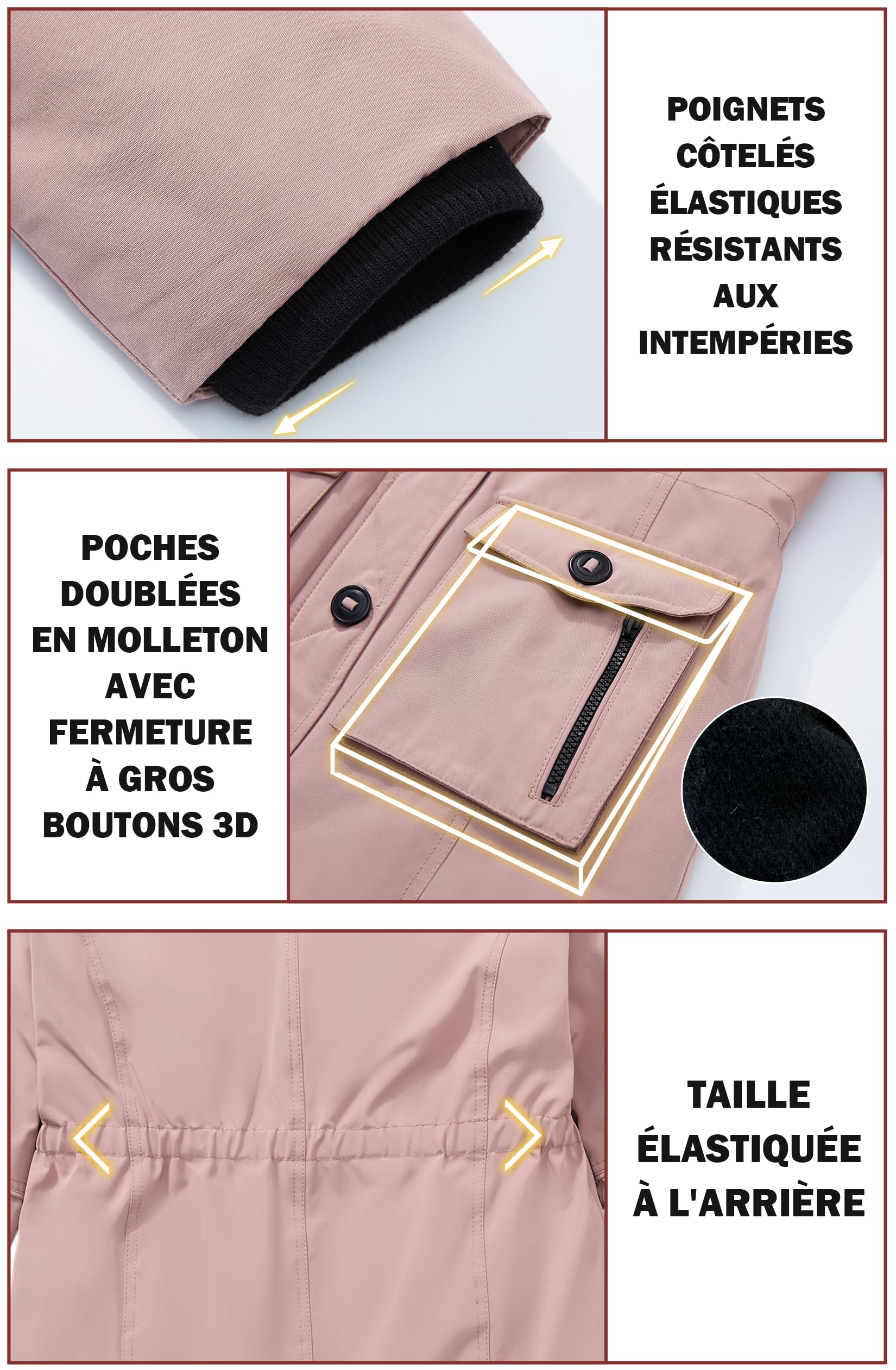 maoo garden Manteaux d'hiver pour Filles Veste de Neige Imperméable Épaisse Parka à Capuche En Fourrure Mi-Longue