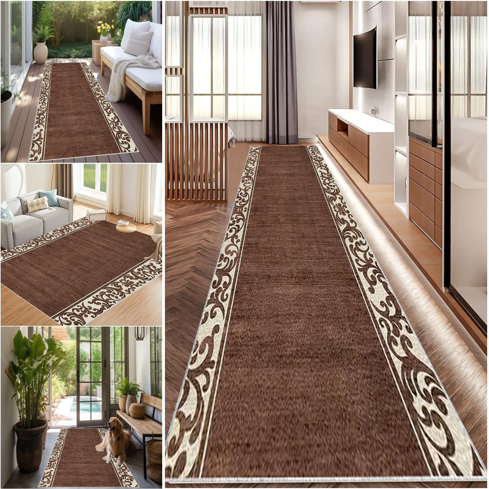 Long Hallway Rug Kitchen Carpet Runners Washable Runner Rugs for Hallway Non Slip Hall Runner Rugs Carpet Floor Mat for Hallway Entryway Laundry Room Living Room Area Rug Narrow Rugs 110 x 450 cm