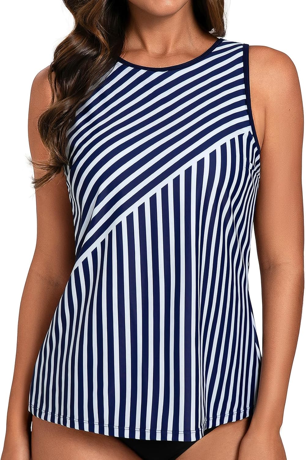 Hanna Nikole Tankini Tops for Women High Neck Swimsuits Top Tummy Control Bathing Suits Modest Swim Tank Top No Bottom