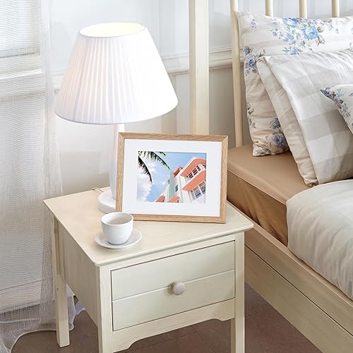 Miniatura 7 de Axeman Portarretratos de 5 x 7 pulgadas con paspartú para 4 x 6, marcos de fotos de madera maciza de roble con vidrio templado, marco de fotos