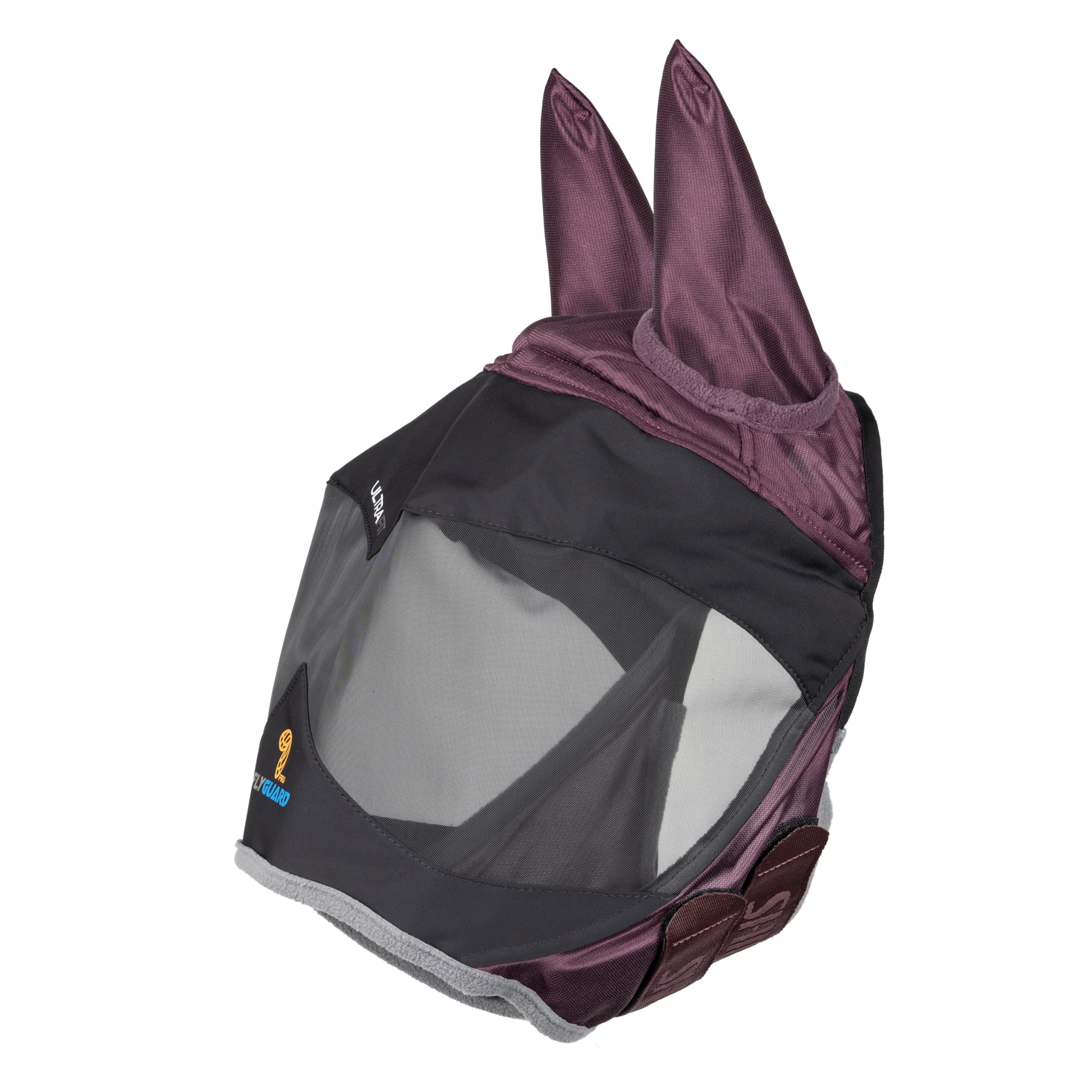 Shires FlyGuard Pro Deluxe Fly Mask with Ears - Black Cherry