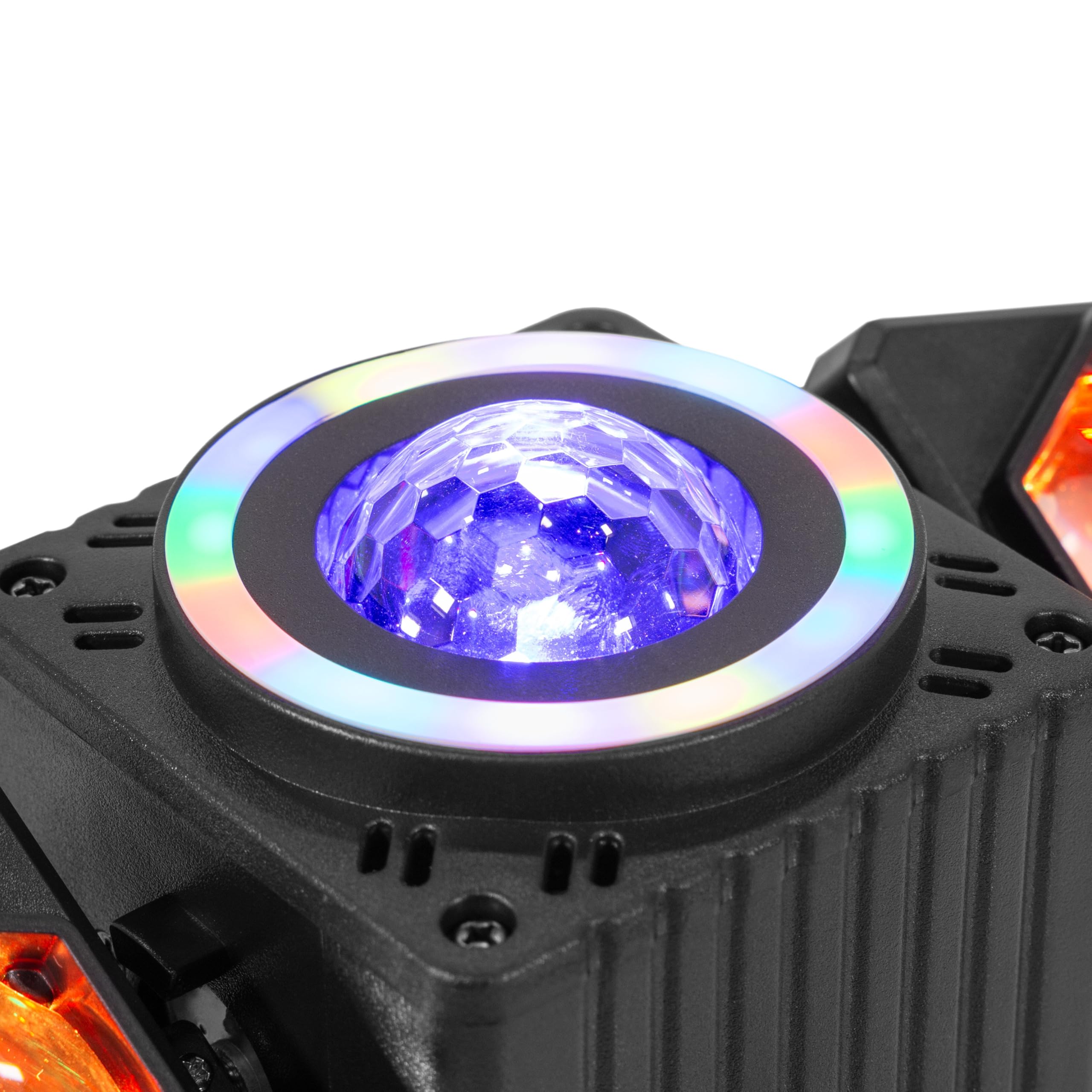 BoomToneDJ UFO Wing Jeu de Lumière LED 4-en-1 : Multifaisceaux, Stroboscope, Laser Rouge/Vert, Beam, Télécommande IR, DMX 19 canaux, Idéal DJ, Soirées, Événements
