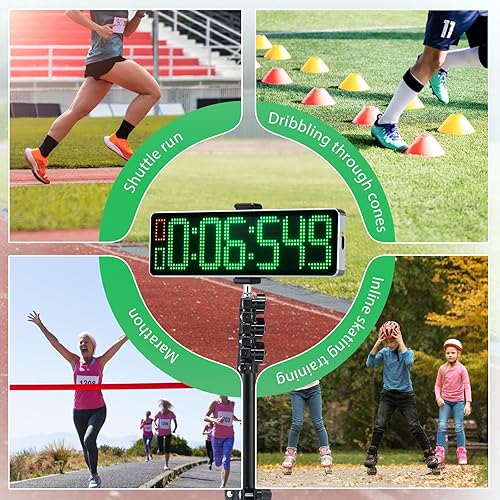 Miniatura 8 de Temporizador láser inalámbrico alimentado para sprints con soporte alto, sistema de temporizador de sprint láser, reloj de carrera con trípode para