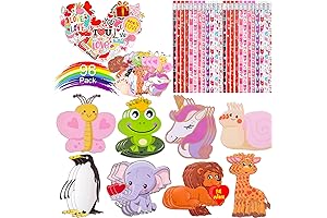 Assorted Valentine's Day Cards with Pencils for Kids' Classroom Party