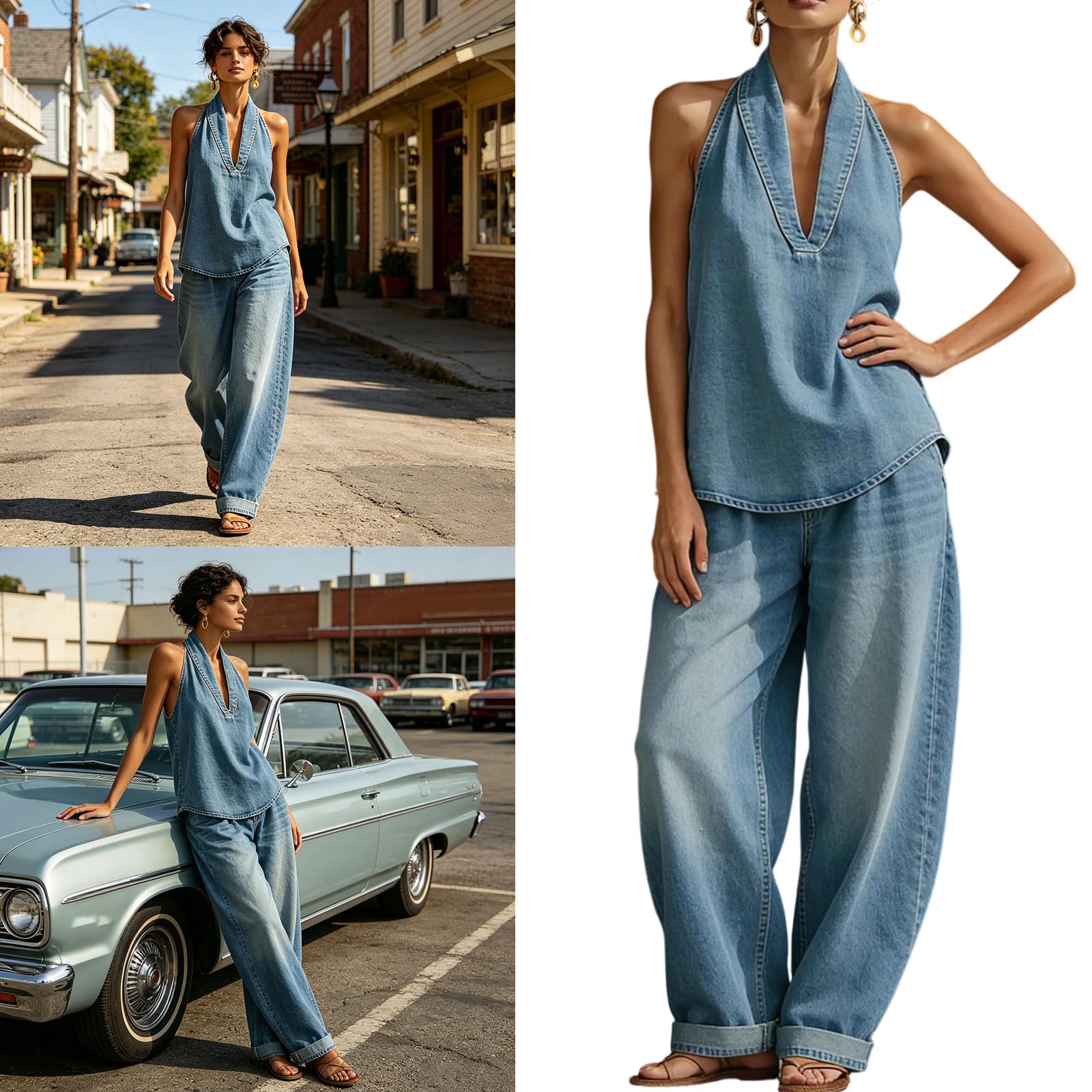 Overalls, modische Damen Arbeitskleidung, Retro Jeans in verwaschenem Blau, bequemes, unverzichtbares Outfit, lässiger Baumwollanzug