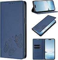 Vista 18 de Butterfly Embossed Leather Wallet Flip Case for Motorola Moto E22i 4G, Magnetic Closure, RFID Blocking Cover, Card Holder Red.