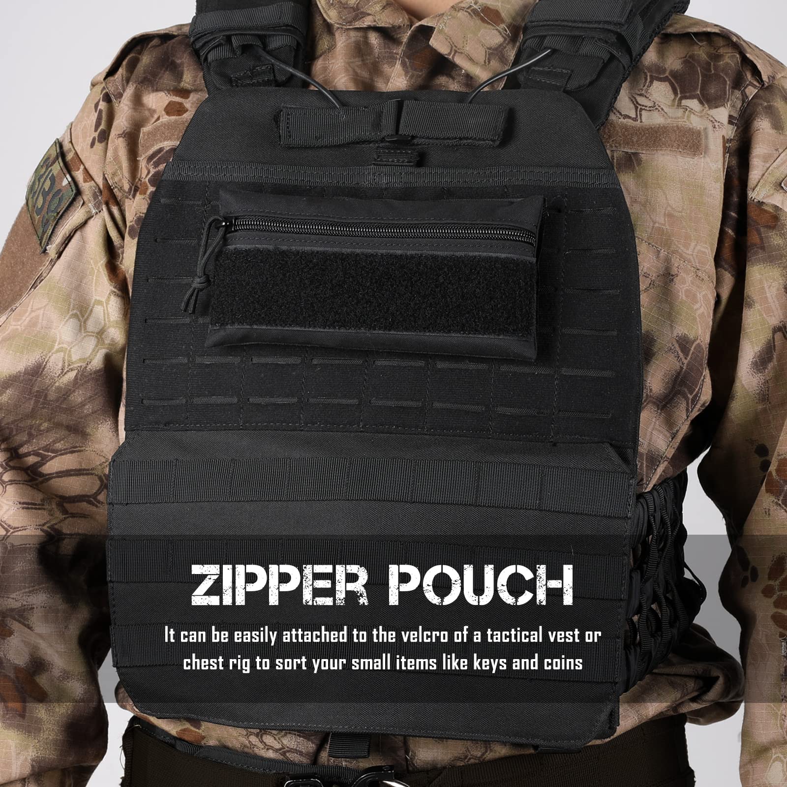 WYNEX Tactical Tool Zipper Pouch, Bag Insert EDC Organizer Utility Admin Storage Pocket Accessories Snack Pouch with Hook Backing for MK3 MK4 Chest Rig