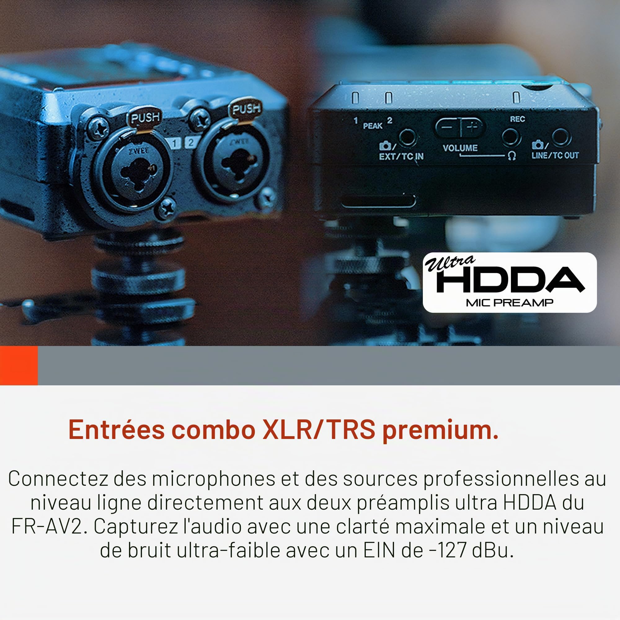 TASCAM FR-AV2 – Enregistreur de terrain compact 32 bits à virgule flottante et générateur de code temporel avec mixeur