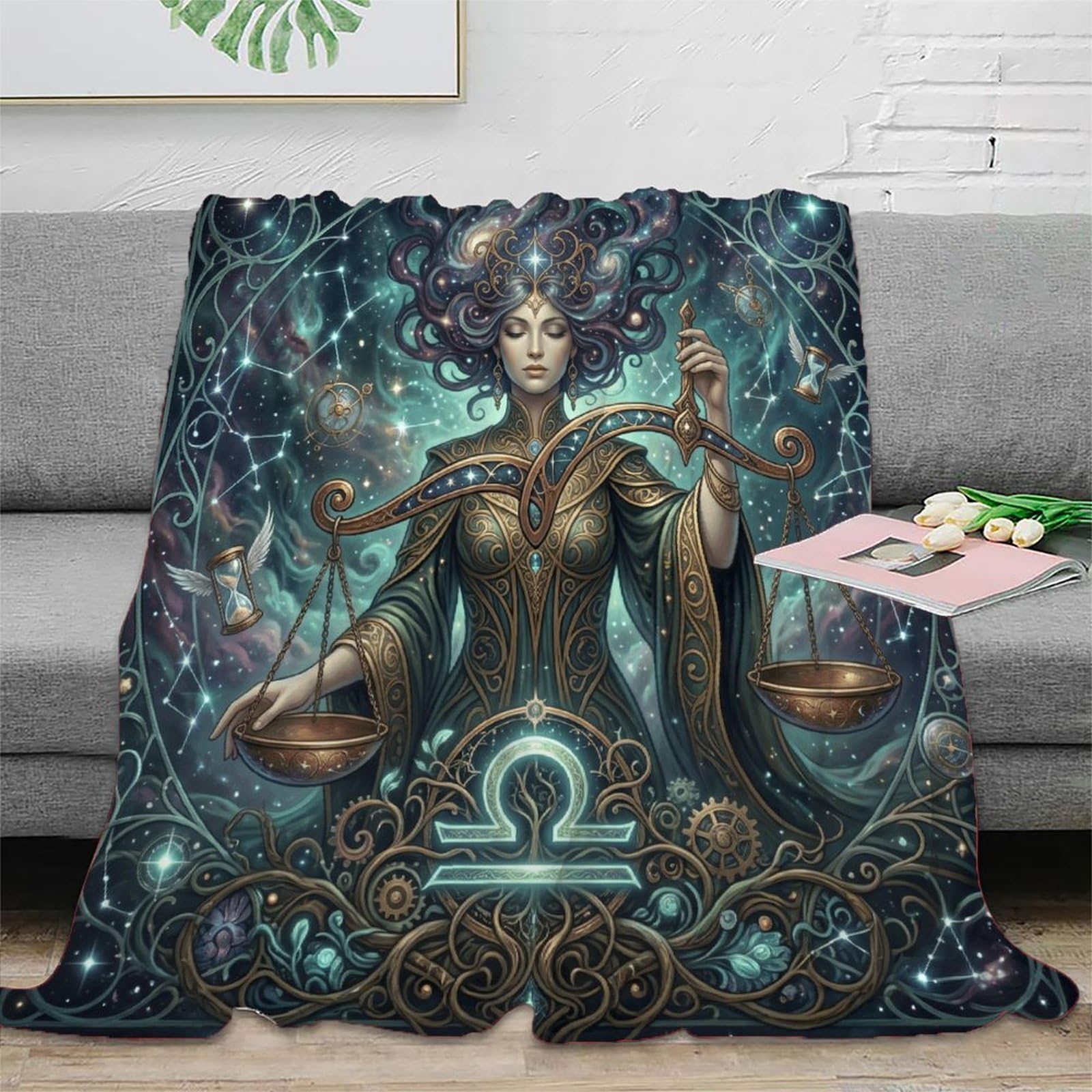 H3B8U2Y5 Zodiac Libra Dreamy for for Flannel Throw Blanket, Sofa Couch Bed