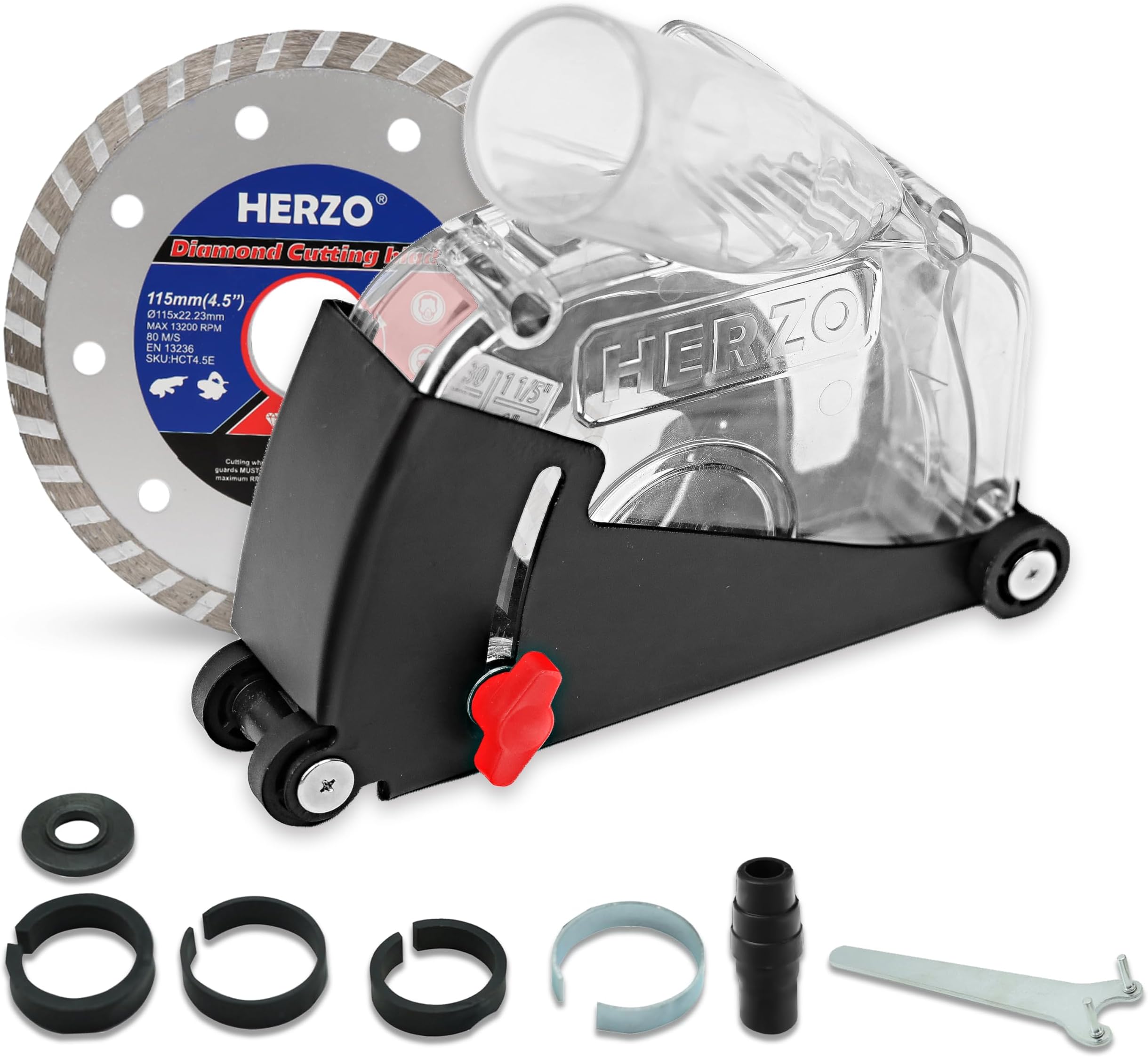 HERZODust Shroud Dust Extraction Cutting Guard for 5 inch and 4-1/2 inch Angle Grinder