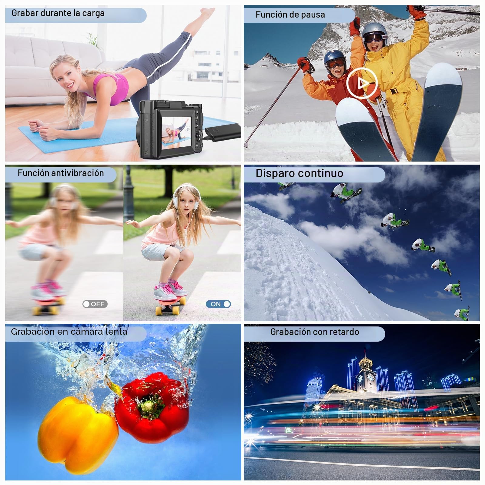 Cámara digital 4K para fotografía, enfoque automático, cámara de vlogging de 48 MP para YouTube con zoom digital de 16X, cámara macro de 3 pulgadas, pantalla abatible de 180°, cámara de video compacta