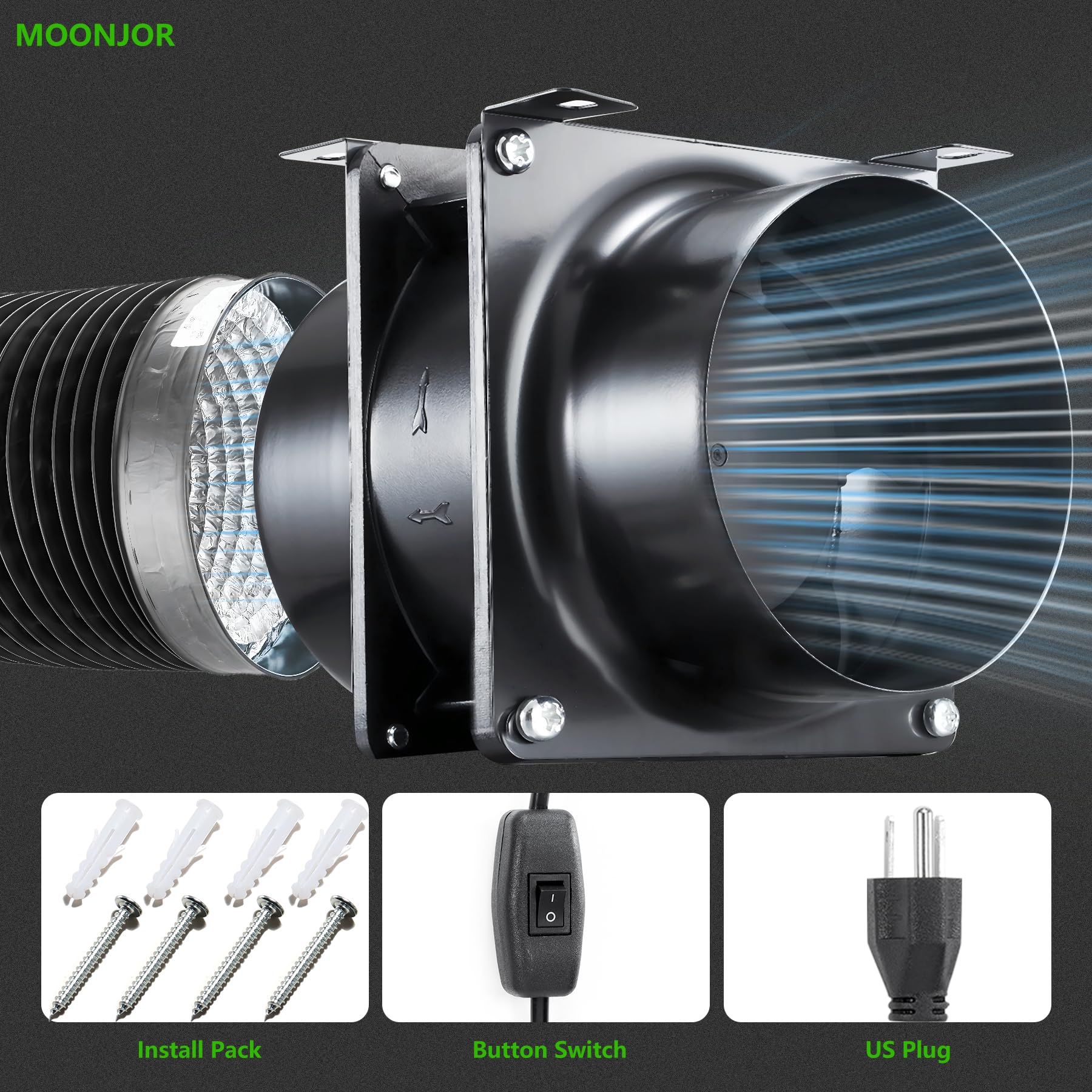 4inch Axial Exhaust Fan + 6.5ft Dryer Hose Kit -4