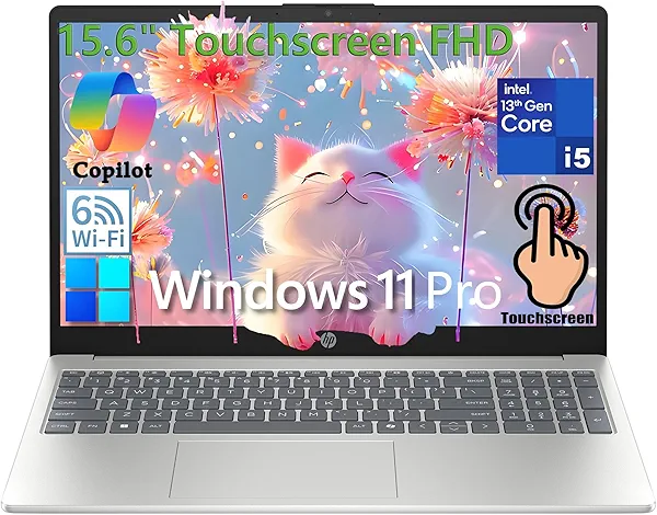 HP 15.6" Touchscreen Laptop Computer for Home Student Business, 13th Gen Intel 10-Core i5-1334U (Beat i7-1265U), 32GB DDR4 RAM, 1TB PCIe SSD, FHD, WiFi 6, Bluetooth 5.4, Copilot AI, Windows 11 Pro