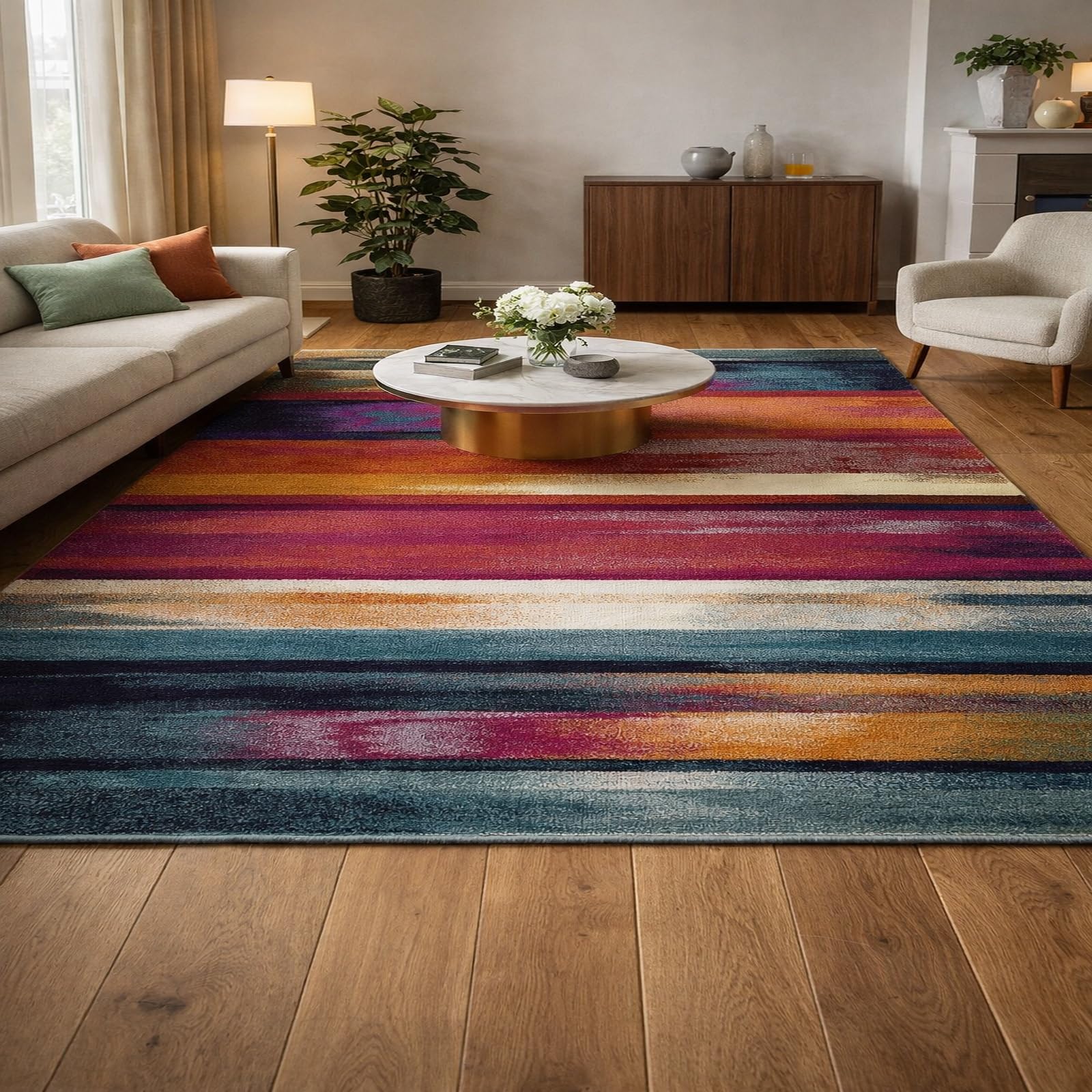 Tapis poil ras grand salon 200x250 antidérapant et lavable