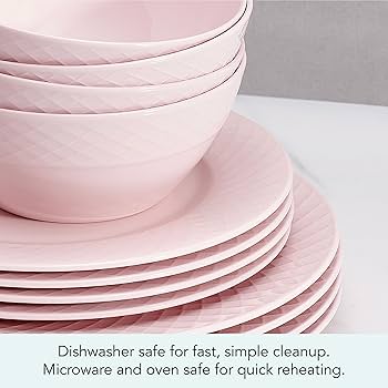 Amazon.com | Miksa Trellis Pink Bone China Chip Resistant
