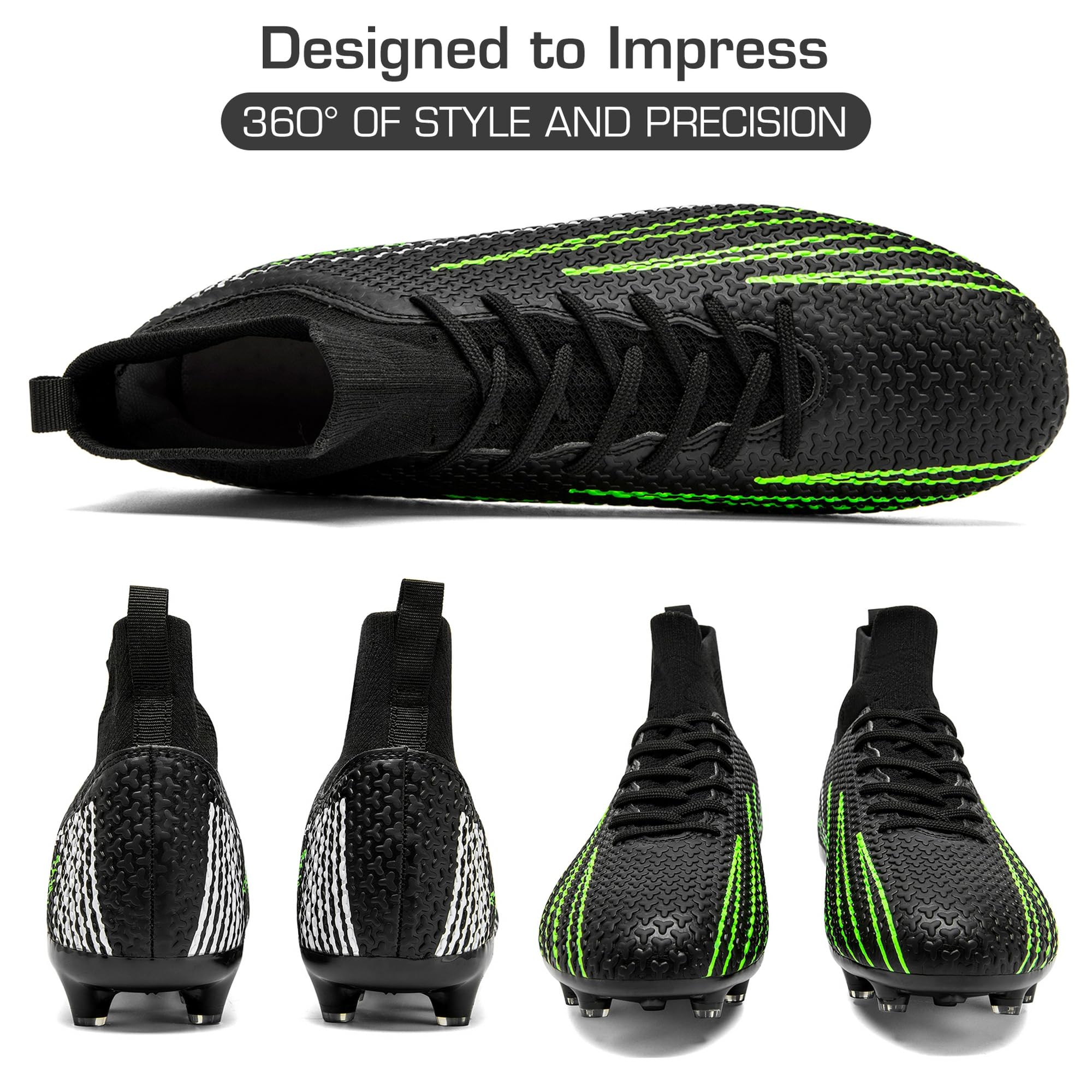 DimaiGlobal Chaussures de Football Montantes​ Crampons Homme Femme Chaussures de Futsal Adolescents Antidérapants pour l'entraînement Chaussures de Sport